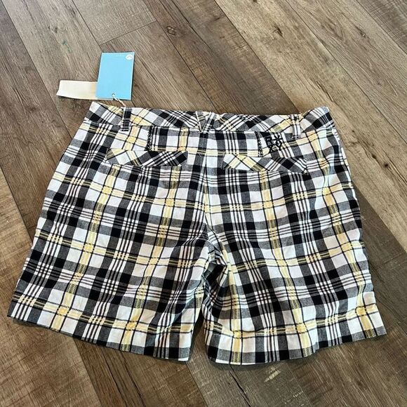 Brand new Roxy black white and yellow plaids shorts size 11 - Picture 2 of 7